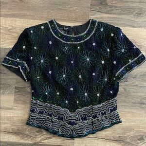 Laurence Kazar Silk beaded blouse